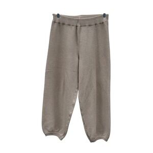 Free People Hailee Barrel Leg Knit Pants Womens M Beige Khaki EUC Waffle Texture